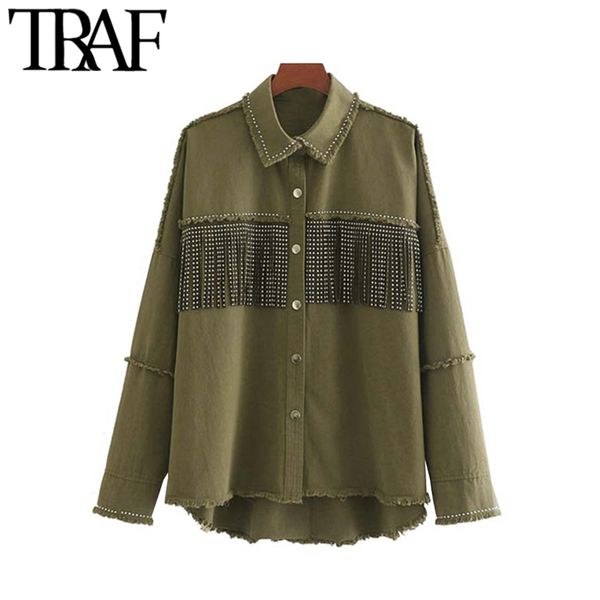 traf women stylish fringe beaded oversized jacket coat long sleeve frayed trim tassel ladies outerwear chaqueta mujer chic 201012, Black;brown
traf women stylish fringe beaded oversized jacket coat long sleeve frayed trim tassel ladies outerwear chaqueta mujer chic 201012, Black;brown