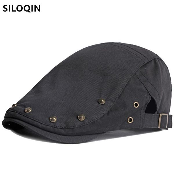berets siloqin 2021 personality rivet british retro hat men's washed cotton snapback cap male bone dad's casual sports caps, Blue;gray
berets siloqin 2021 personality rivet british retro hat men's washed cotton snapback cap male bone dad's casual sports caps, Blue;gray