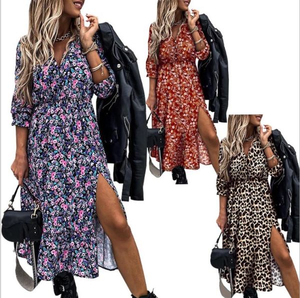 autumn v neck long floral dress for women slim long sleeve casual split print dress female boho elegant maxi party vestidos, Black;gray
autumn v neck long floral dress for women slim long sleeve casual split print dress female boho elegant maxi party vestidos, Black;gray