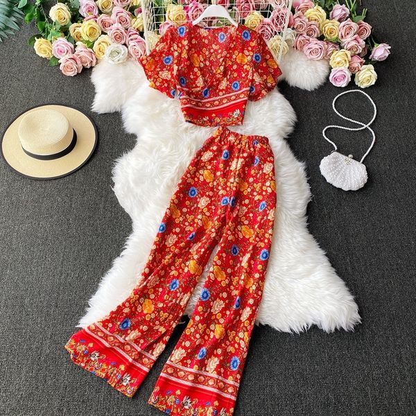 2021 indie folk women two piece set boho chic v-neck short sleeve and high waist wide leg pant vacation beach suit to9i, Blue
2021 indie folk women two piece set boho chic v-neck short sleeve and high waist wide leg pant vacation beach suit to9i, Blue