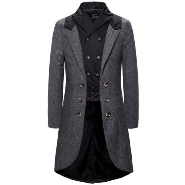 men's wool & blends mid-length woolen coat european american style fashion casual fake two-piece color matching windbreaker casaco masc, Black
men's wool & blends mid-length woolen coat european american style fashion casual fake two-piece color matching windbreaker casaco masc, Black