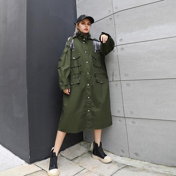 women's trench coats johnature streetwear women clothes 2021 long coat autumn winter turn-down collar spliced mesh 2 colors windswear, Tan;black
women's trench coats johnature streetwear women clothes 2021 long coat autumn winter turn-down collar spliced mesh 2 colors windswear, Tan;black