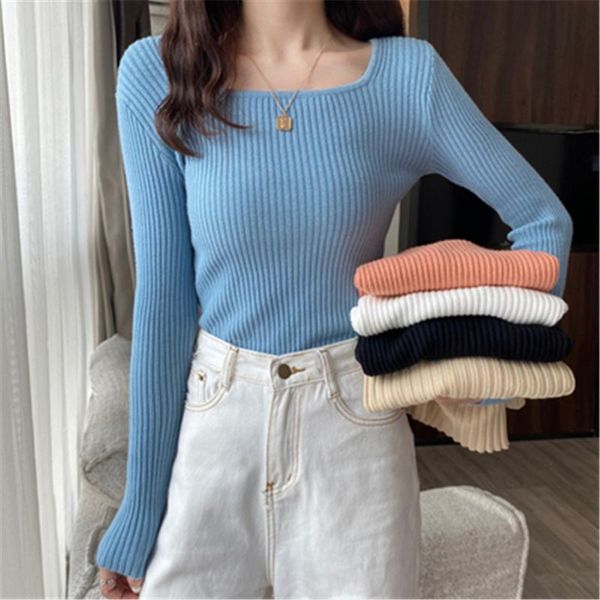 women's sweaters square neck knitted women spring autumn long sleeve slim fitted pullover sweater korean basic black white beige knitw, White;black
women's sweaters square neck knitted women spring autumn long sleeve slim fitted pullover sweater korean basic black white beige knitw, White;black