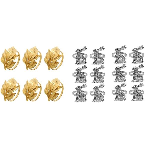 napkin rings 6pcs ring exquisite buckle holder table golden leaf with 12pcs