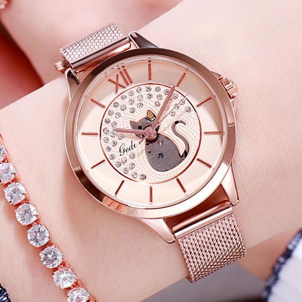 new style kitten dial diamond set women's mesh belt ch trend fashion and personality casual students quartz, Slivery;brown
new style kitten dial diamond set women's mesh belt ch trend fashion and personality casual students quartz, Slivery;brown