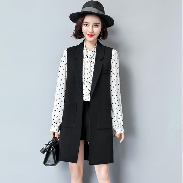 women's vests 2021 women spring summer vintage slim long lady solid sleeveless blazer large size vest female casual loose waistcoat i52, Black;white
women's vests 2021 women spring summer vintage slim long lady solid sleeveless blazer large size vest female casual loose waistcoat i52, Black;white