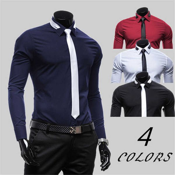 men's casual shirts fashion formal solid men long sleeve regular fit bussiness shirt with tie lapel male social h11s, White;black
men's casual shirts fashion formal solid men long sleeve regular fit bussiness shirt with tie lapel male social h11s, White;black