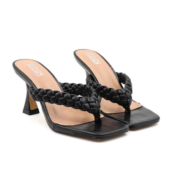sandals summer style contracted fine heel slipper female weave tape belt fashionable high-heeled shoes go with women's, Black
sandals summer style contracted fine heel slipper female weave tape belt fashionable high-heeled shoes go with women's, Black