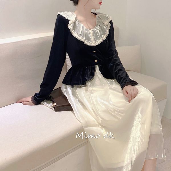 dressesmimo dk retro french lace contrast color dress up in velvet style dressed as midi princess 60ll, Black;gray
dressesmimo dk retro french lace contrast color dress up in velvet style dressed as midi princess 60ll, Black;gray