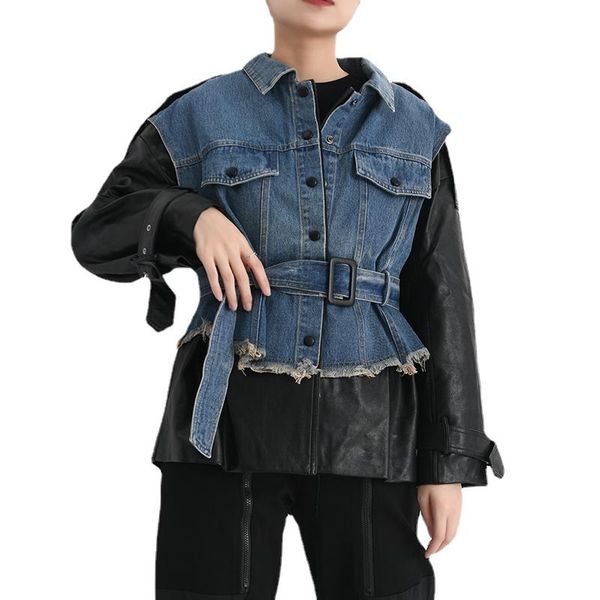 women's jackets women loose fit khaki denim leather split big size lapel long sleeve coat fashion spring autumn 2021 coats, Black;brown
women's jackets women loose fit khaki denim leather split big size lapel long sleeve coat fashion spring autumn 2021 coats, Black;brown