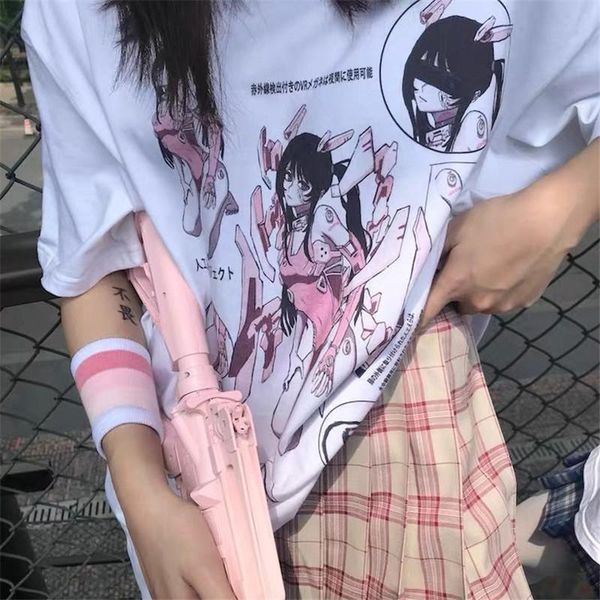 women's t-shirt summer female tee aesthetic loose women punk mecha girl grunge streetwear ladies gothic tshirts harajuku clothes wbh, White
women's t-shirt summer female tee aesthetic loose women punk mecha girl grunge streetwear ladies gothic tshirts harajuku clothes wbh, White