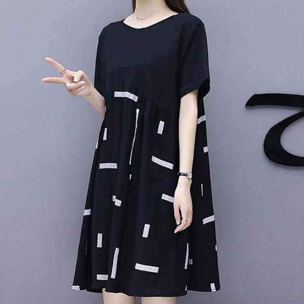 casual dresses #q4 korean fashion style dress women o neck short sleeve splicing knee-length for loose ladies, Black;gray
casual dresses #q4 korean fashion style dress women o neck short sleeve splicing knee-length for loose ladies, Black;gray