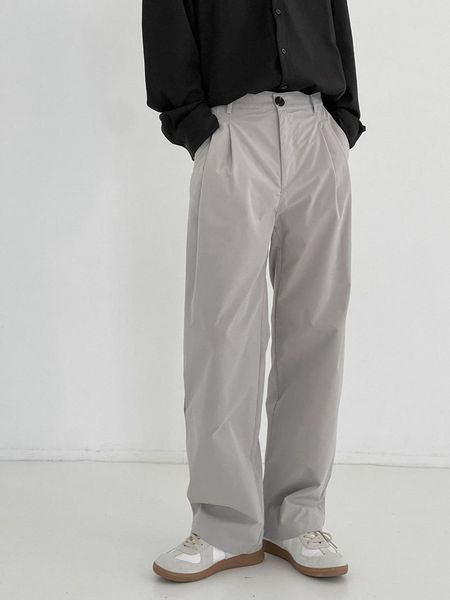 men's pants early autumn thin casual straight loose solid color trousers korean style trendy wild elastic waist, Black
men's pants early autumn thin casual straight loose solid color trousers korean style trendy wild elastic waist, Black
