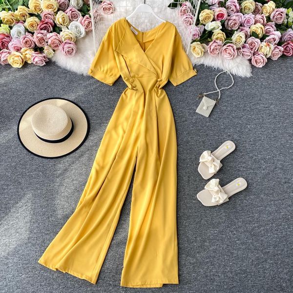 women's jumpsuits & rompers 2021 solid slim v neck jumpsuit summer full length overalls high waist women playsuit casual ol elegant off, Black;white
women's jumpsuits & rompers 2021 solid slim v neck jumpsuit summer full length overalls high waist women playsuit casual ol elegant off, Black;white