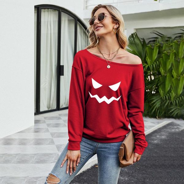 women's blouses & shirts off shoulder blouse women halloween skull pumpkin devil print long sleeve o-neck pullover casual loose, White
women's blouses & shirts off shoulder blouse women halloween skull pumpkin devil print long sleeve o-neck pullover casual loose, White