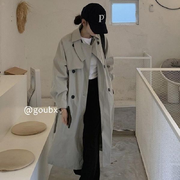 women's trench coats autumn solid color lapel double breasted windbreaker korean-style mid-length elegant slimming overcoat coat, Tan;black
women's trench coats autumn solid color lapel double breasted windbreaker korean-style mid-length elegant slimming overcoat coat, Tan;black
