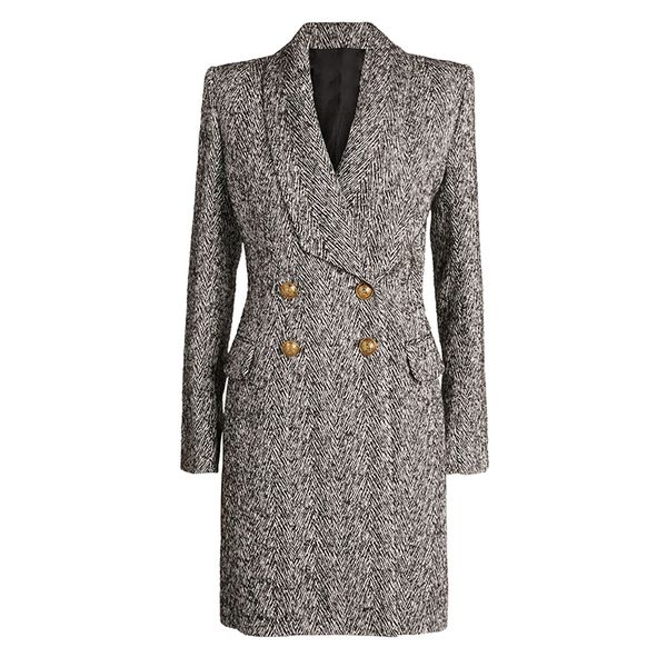 new high street fall winter 2021 designer women's double breasted lion buttons herringbone wool blends coat 6nhk, Black
new high street fall winter 2021 designer women's double breasted lion buttons herringbone wool blends coat 6nhk, Black
