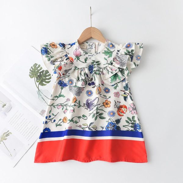 girl's dresses 2021 girls dress summer print fashion flying sleeves color matching children's clothing, Red;yellow
girl's dresses 2021 girls dress summer print fashion flying sleeves color matching children's clothing, Red;yellow