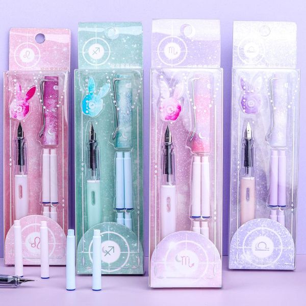 kawaii purple fountain pen 0.5mm nib beautiful ink pen clip for school student stationery with 4pcs ink sac set
kawaii purple fountain pen 0.5mm nib beautiful ink pen clip for school student stationery with 4pcs ink sac set