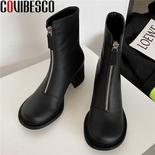 boots covibesco 2021 autumn winter women's ankle genuine leather zipper round toe thick heels pumps est party shoes woman, Black
boots covibesco 2021 autumn winter women's ankle genuine leather zipper round toe thick heels pumps est party shoes woman, Black
