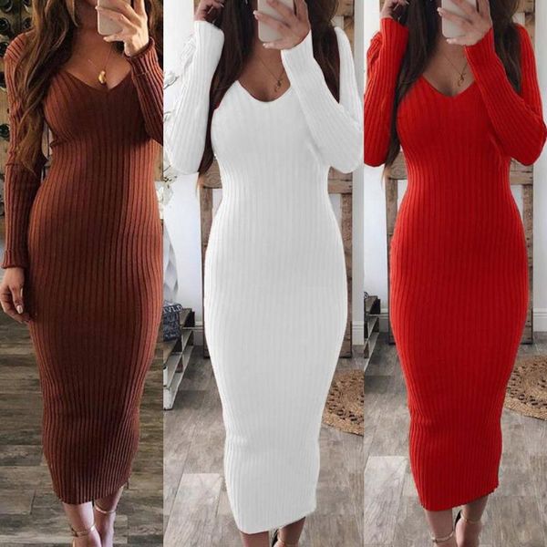 casual dresses woman dress women long sleeve v neck backless ribbed bodycon slim knitted midi for vestido de mujer, Black;gray
casual dresses woman dress women long sleeve v neck backless ribbed bodycon slim knitted midi for vestido de mujer, Black;gray