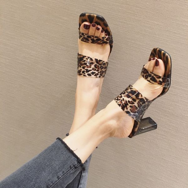 2020 summer new sandals slippers a- line with open toe leopard chunky heel sandals plastic high heel muller shoes women, Black
2020 summer new sandals slippers a- line with open toe leopard chunky heel sandals plastic high heel muller shoes women, Black