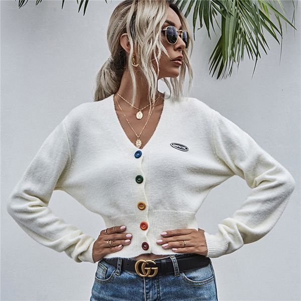2021 new knitted cardigans women v-neck long sleeve color buttons female sweater ladies solid short pullover jumpers 599x, White;black
2021 new knitted cardigans women v-neck long sleeve color buttons female sweater ladies solid short pullover jumpers 599x, White;black