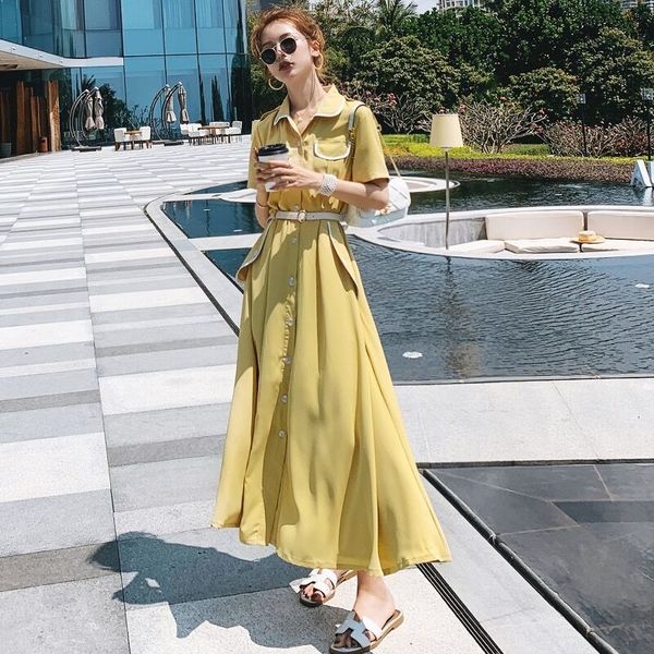 2021 elegant midi shirt dress women dressed in yellow summer button of vintage thin women's manga short lapel robe sharing 13lz, Black;gray
2021 elegant midi shirt dress women dressed in yellow summer button of vintage thin women's manga short lapel robe sharing 13lz, Black;gray