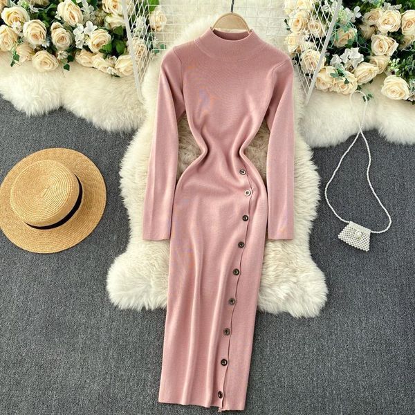 knit sweater dress women's autumn and winter 2021 fashion breasted slim long sleeve package hip vestidos q606 casual dresses, Black;gray
knit sweater dress women's autumn and winter 2021 fashion breasted slim long sleeve package hip vestidos q606 casual dresses, Black;gray