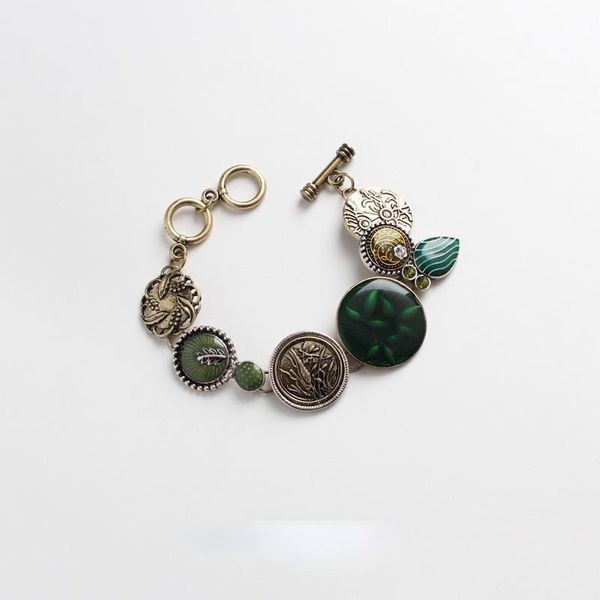 charm bracelets european and american ladies folk style green dripping oil retro marking bracelet, Golden;silver
charm bracelets european and american ladies folk style green dripping oil retro marking bracelet, Golden;silver