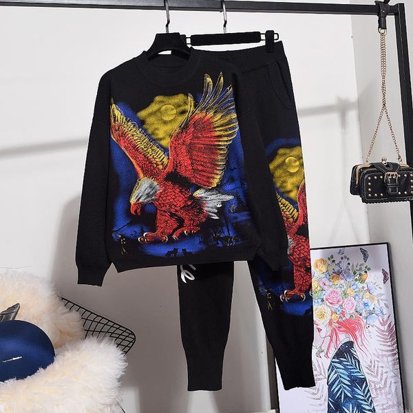 women's two piece pants knitted tracksuit 2pc women set loose fashion drilling eagle pattern long sleeve sweater + casual suit outfits, White
women's two piece pants knitted tracksuit 2pc women set loose fashion drilling eagle pattern long sleeve sweater + casual suit outfits, White