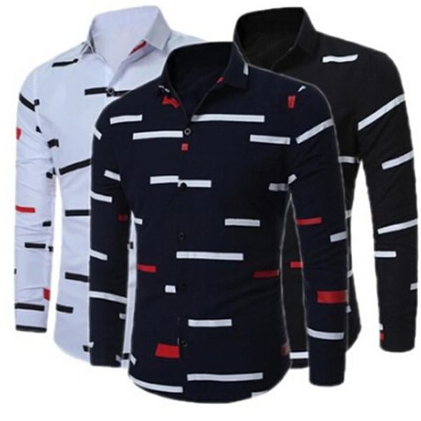 men's casual shirts plus size 3xl fashion men slim fit long sleeve tees male irregular stripes with button, White;black
men's casual shirts plus size 3xl fashion men slim fit long sleeve tees male irregular stripes with button, White;black
