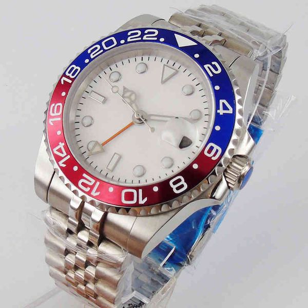 automatic 40mm dial white sterile clock insert bezel date mechanical orange gmt jubilee band saffier glass deployment, Slivery;brown
automatic 40mm dial white sterile clock insert bezel date mechanical orange gmt jubilee band saffier glass deployment, Slivery;brown