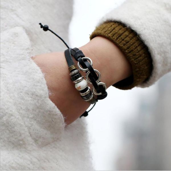 charm bracelets retro beaded leather bracelet retractable ladies jewelry fashion men's woven in adjustable bangle for student, Golden;silver
charm bracelets retro beaded leather bracelet retractable ladies jewelry fashion men's woven in adjustable bangle for student, Golden;silver