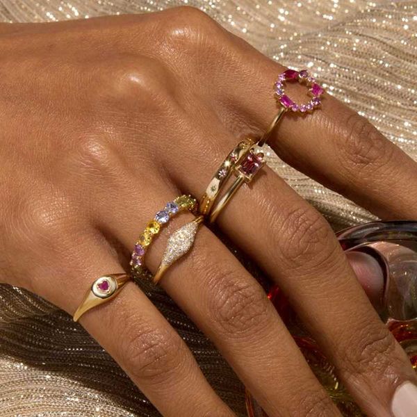 cluster rings 925 sterling silver classic gold color heart shape ruby signet ring geometric cz inset delicate simple stacking band finger, Golden;silver
cluster rings 925 sterling silver classic gold color heart shape ruby signet ring geometric cz inset delicate simple stacking band finger, Golden;silver