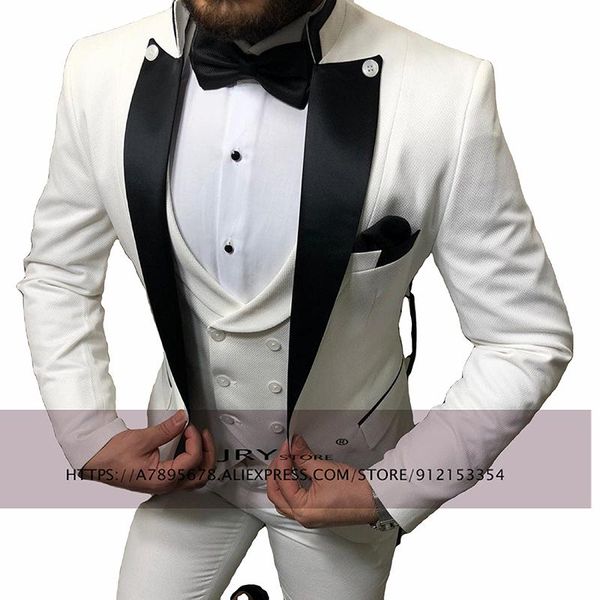 men's suits & blazers suit 3-piece wedding groom tuxedo white pointed lapel blazer + vest pants costume homme, White;black
men's suits & blazers suit 3-piece wedding groom tuxedo white pointed lapel blazer + vest pants costume homme, White;black