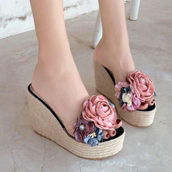 slippers 12cm slope heel super high waterproof platform transparent fish mouth sweet big flower sponge cake, Black
slippers 12cm slope heel super high waterproof platform transparent fish mouth sweet big flower sponge cake, Black