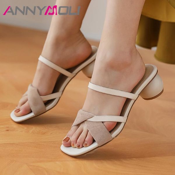 slippers annymoli real leather mixed color med heels square toe strange style heel sandals casual slides ladies shoes beige red, Black
slippers annymoli real leather mixed color med heels square toe strange style heel sandals casual slides ladies shoes beige red, Black