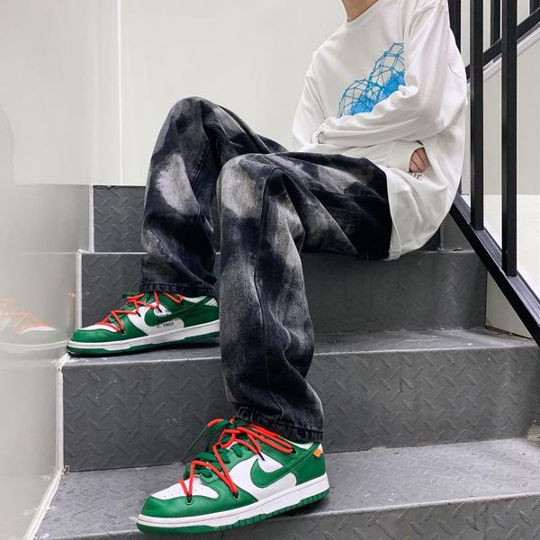 men's jeans wear washed black korean streetwear trend loose straight denim pants tie dye long for men, Blue
men's jeans wear washed black korean streetwear trend loose straight denim pants tie dye long for men, Blue