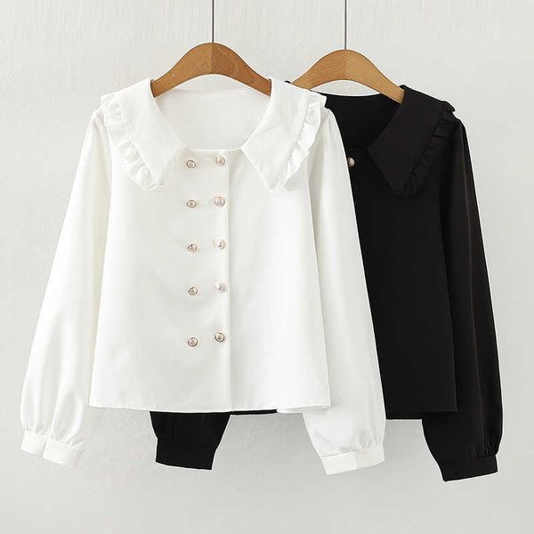 placket button long sleeve loose female kawaii blouses women casual office blouse turn-down collar sweet shirt 210604, White
placket button long sleeve loose female kawaii blouses women casual office blouse turn-down collar sweet shirt 210604, White