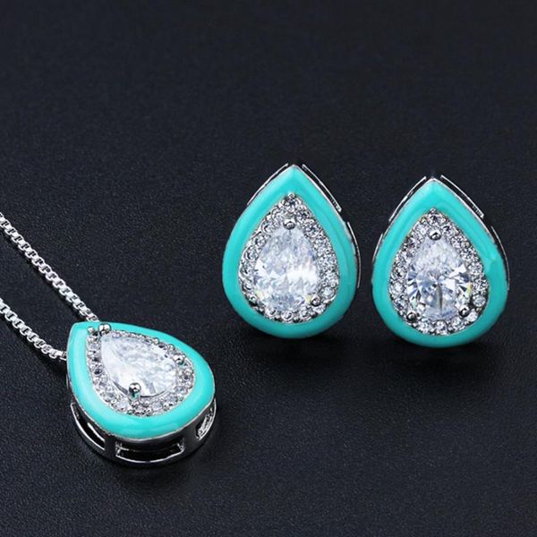 earrings & necklace ranos enamel jewelry sets water drop cubic zirconia pendant stud for women fashion sqm002562, Silver
earrings & necklace ranos enamel jewelry sets water drop cubic zirconia pendant stud for women fashion sqm002562, Silver