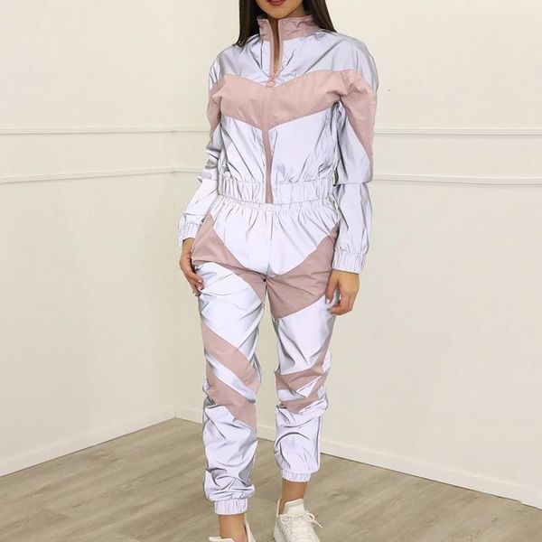 women tracksuits 2 piece set reflective crop pants fashion 2021 ladies loose zipper jacket coat trouser suit, Gray
women tracksuits 2 piece set reflective crop pants fashion 2021 ladies loose zipper jacket coat trouser suit, Gray