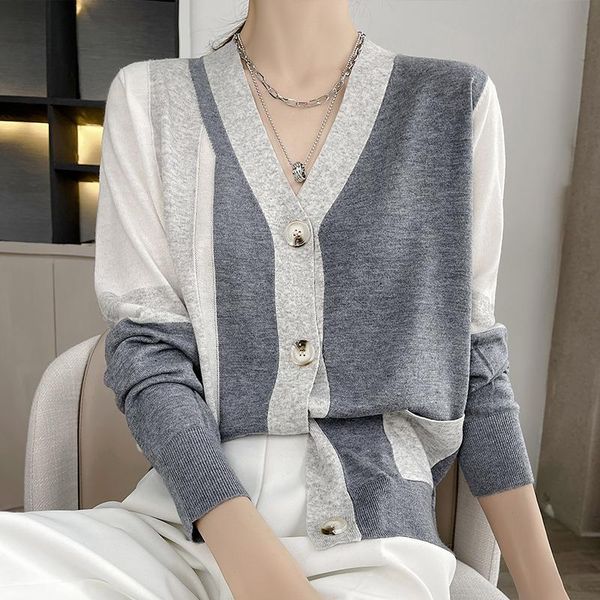 women's knits & tees 2021 spring v-neck cashmere cardigan color-blocking knitted jacket women' short large size wild fashion korea, White
women's knits & tees 2021 spring v-neck cashmere cardigan color-blocking knitted jacket women' short large size wild fashion korea, White