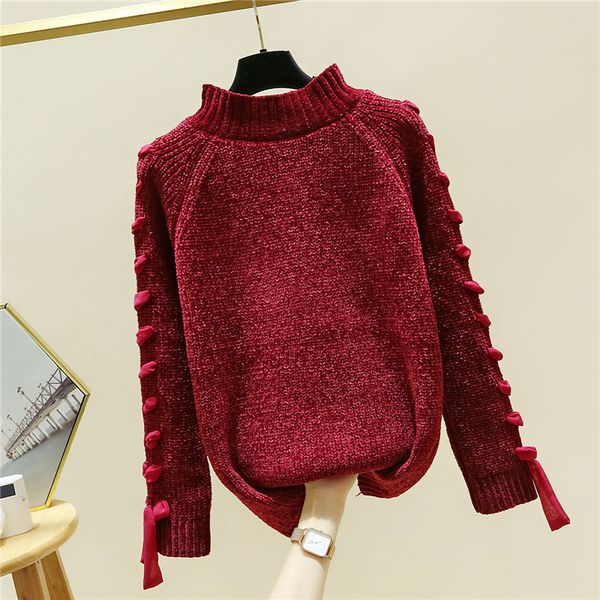 2021 fall winter new solid turtleneck pullover chenille sweater women's loose french lace up k0hl, White;black
2021 fall winter new solid turtleneck pullover chenille sweater women's loose french lace up k0hl, White;black