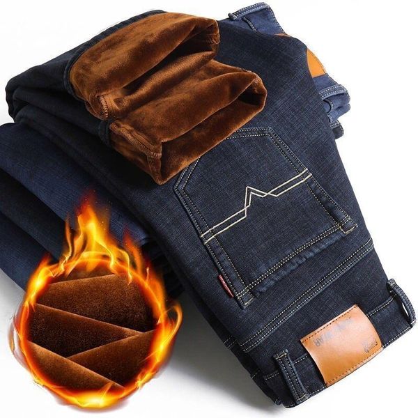men's jeans 2021 winter warm business casual elasticity thick slim denim pants brand trousers black plus size 40, Blue
men's jeans 2021 winter warm business casual elasticity thick slim denim pants brand trousers black plus size 40, Blue