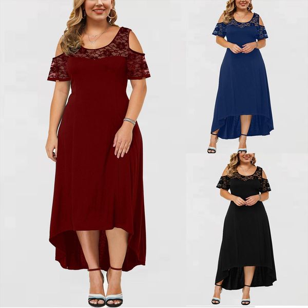 summer plus size women dresses o neck strapless short sleeve female lace splicing irregular printing vestidos, Black;gray
summer plus size women dresses o neck strapless short sleeve female lace splicing irregular printing vestidos, Black;gray