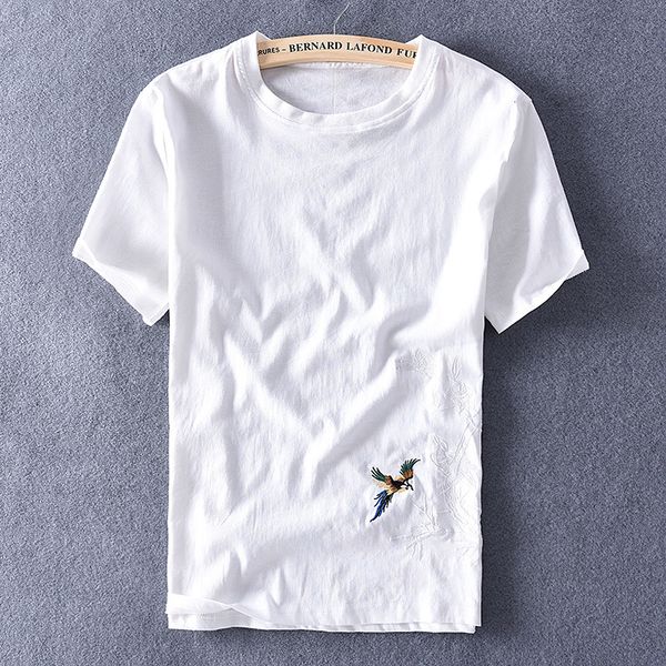 2021 new men's linen short-sleeved t-shirt retro embroidered round neck slim cotton shirt elastic white t shirts for men e5q6
2021 new men's linen short-sleeved t-shirt retro embroidered round neck slim cotton shirt elastic white t shirts for men e5q6