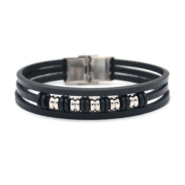 junwei men's stainless steel bracelet multi-layer black leather bracelet alloy geometric bead punk style jllfvj
junwei men's stainless steel bracelet multi-layer black leather bracelet alloy geometric bead punk style jllfvj