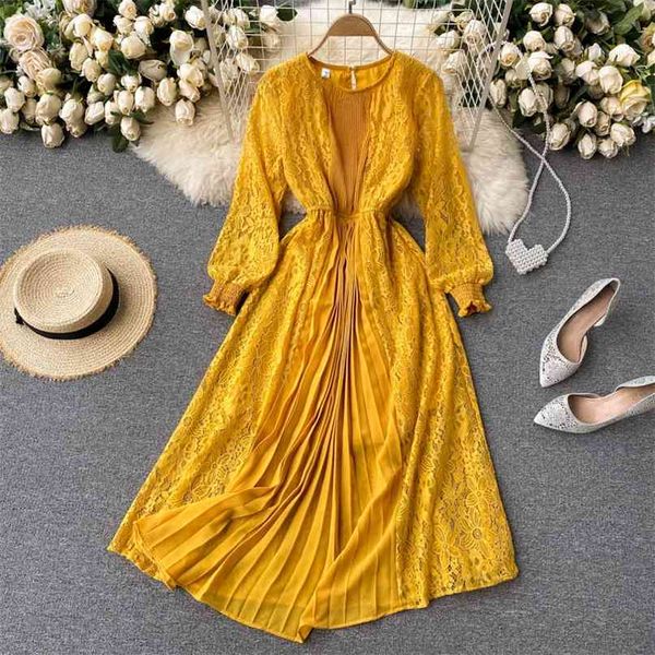 women fashion retro a-line dress round neck long sleeve mesh lace hollow crochet pleated stitching elegant vestidos r159 210527, Black;gray
women fashion retro a-line dress round neck long sleeve mesh lace hollow crochet pleated stitching elegant vestidos r159 210527, Black;gray
