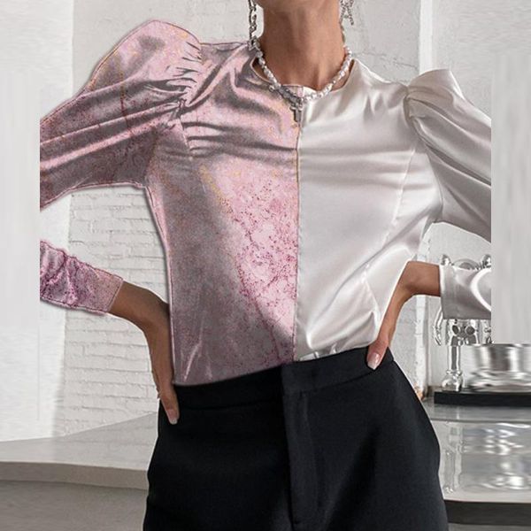 women's blouses & shirts women elegant puff long sleeve 2021 shirt blusa casual fashion contrast print pullover autumn round neck offi, White
women's blouses & shirts women elegant puff long sleeve 2021 shirt blusa casual fashion contrast print pullover autumn round neck offi, White
